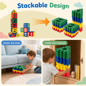 32-Piece Oversized Waffle Block Set with 10 Ocean Balls Easy-to-Use Grid Building Toys view 8