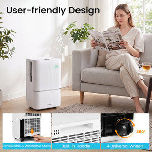 15 L Dehumidifier for Home with Drain Hose & Intelligent Control 2500 Sq.Ft-White view 4