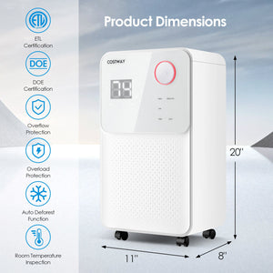 32 Pints 2000 Sq. Ft Dehumidifier for Home and Basements with 3-Color Digital Display-White view 4