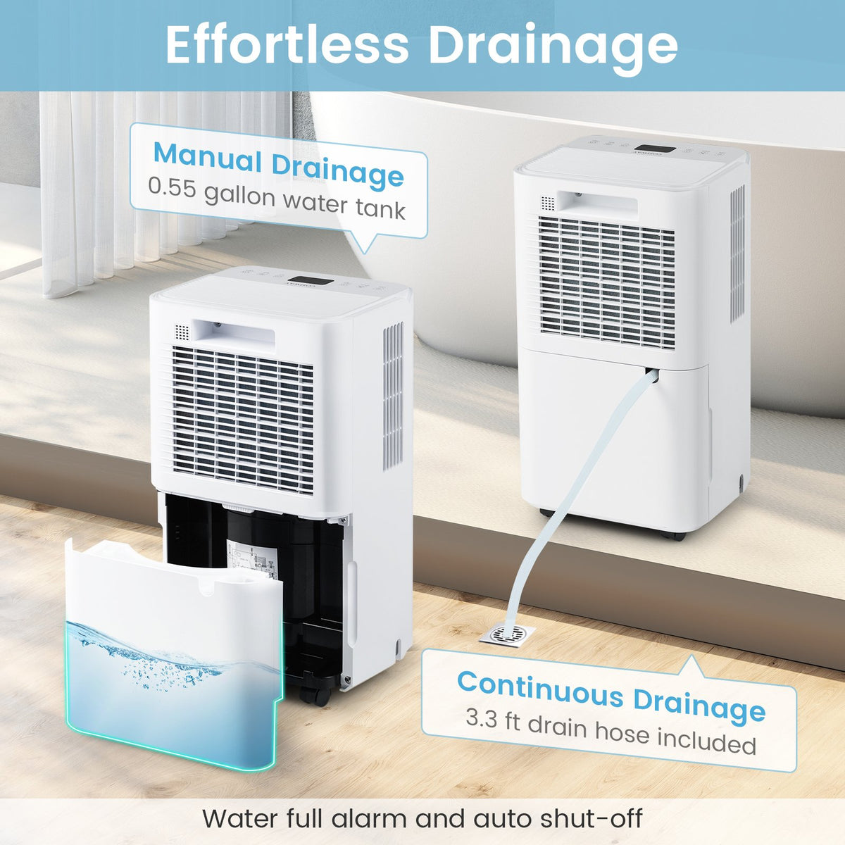 32 Pints 2000 Sq.ft Portable Dehumidifier for Home and Basement-White view 7