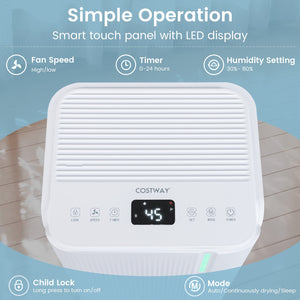32 Pints 2000 Sq.ft Portable Dehumidifier for Home and Basement-White view 8