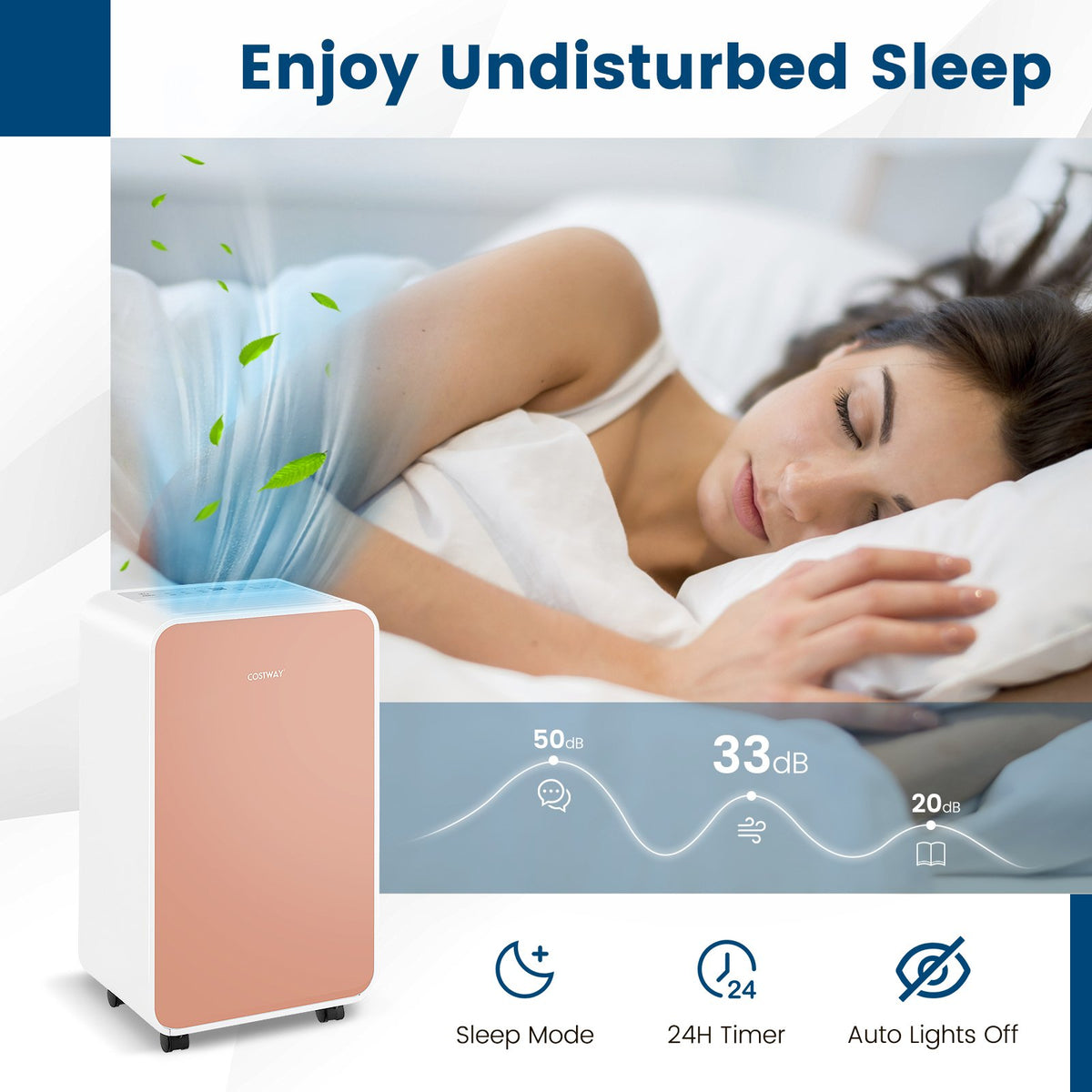32 Pints/Day Portable Quiet Dehumidifier for Rooms up to 2500 Sq. Ft-Pink view 6