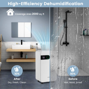 32 Pints Dehumidifier with Sleep Mode and 24H Timer for Home Basement-White view 6