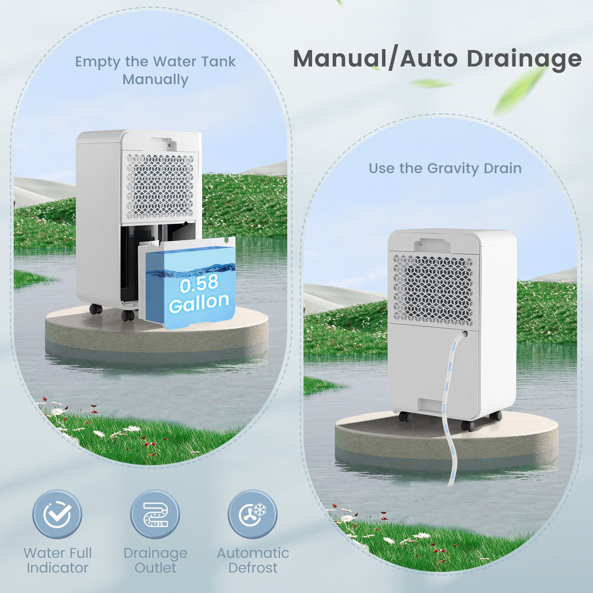 32 Pints Dehumidifier with Sleep Mode and 24H Timer for Home Basement-White view 7