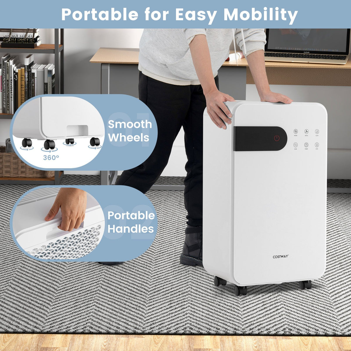 32 Pints Dehumidifier with Sleep Mode and 24H Timer for Home Basement-White view 8