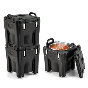 32 QT Portable Insulated Food Carrier with Stainless Steel Barrel for Catering Camping-Black view 4