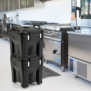 32 QT Portable Insulated Food Carrier with Stainless Steel Barrel for Catering Camping-Black view 6