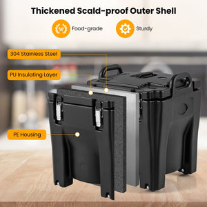 32 QT Portable Insulated Food Carrier with Stainless Steel Barrel for Catering Camping-Black view 9