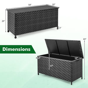 85 Gallon Outdoor Storage Box with Removable Liner and Universal Wheels-Black view 4