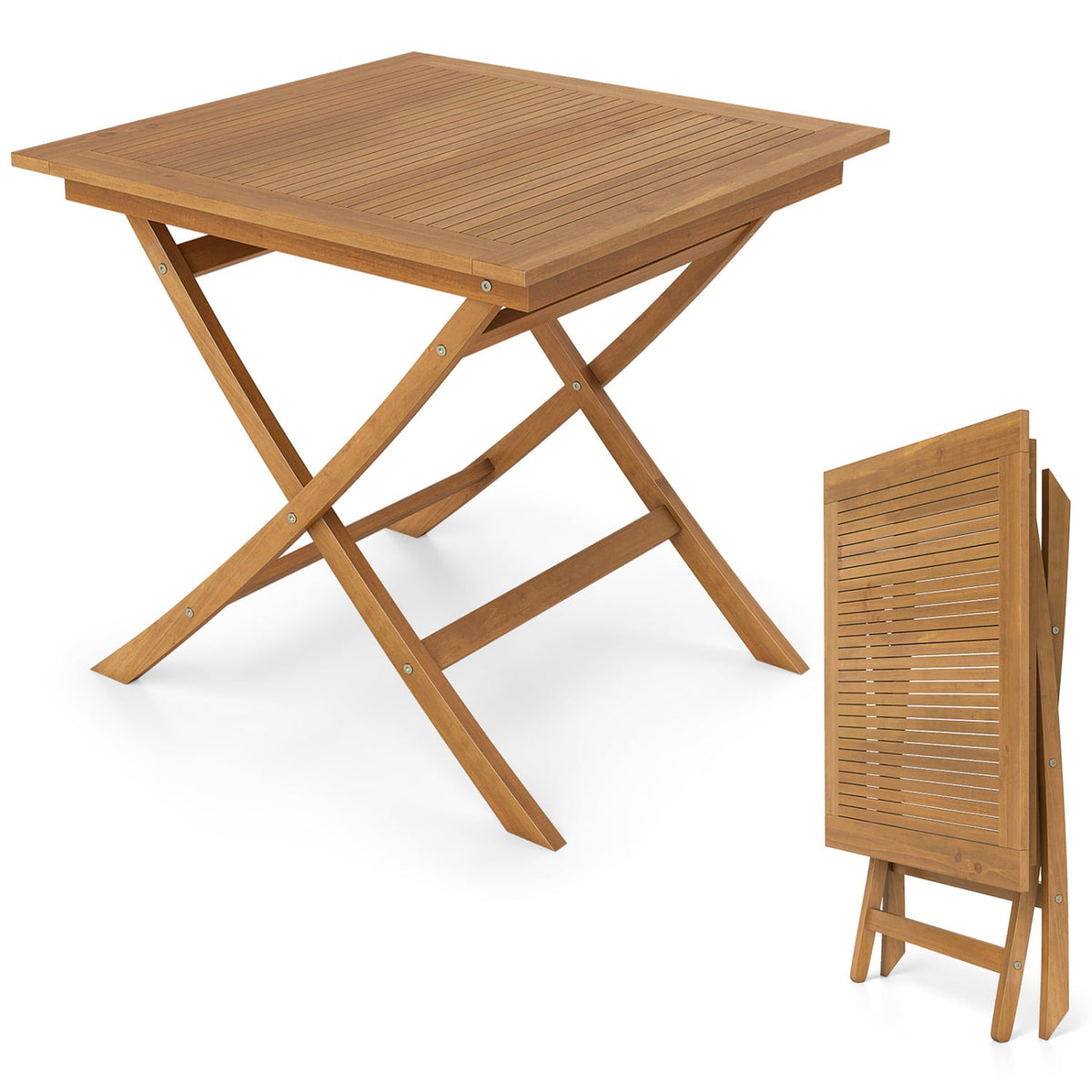 32-Inch Square Solid Teak Wood Patio Dining Table for 4 view 4