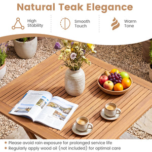 32-Inch Square Solid Teak Wood Patio Dining Table for 4 view 7