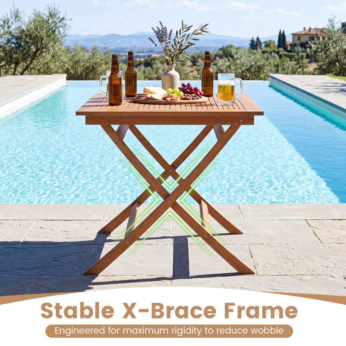 32-Inch Square Solid Teak Wood Patio Dining Table for 4 view 8