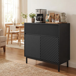 32 inches Wide Buffet Cabinet with 2 Doors and 1 Drawer for Kitchen-Black view 2