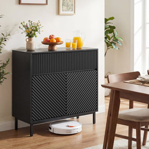 32 inches Wide Buffet Cabinet with 2 Doors and 1 Drawer for Kitchen-Black view 3