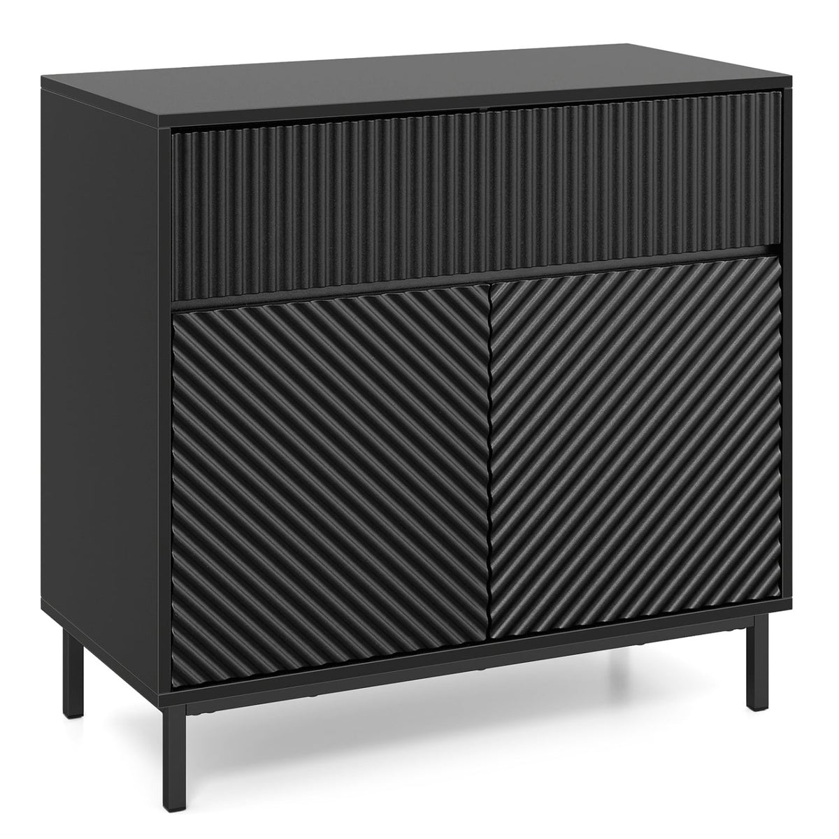 32 inches Wide Buffet Cabinet with 2 Doors and 1 Drawer for Kitchen-Black