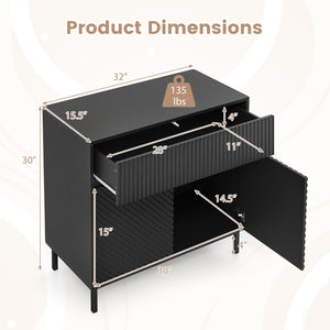 32 inches Wide Buffet Cabinet with 2 Doors and 1 Drawer for Kitchen-Black view 5