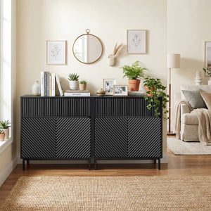 32 inches Wide Buffet Cabinet with 2 Doors and 1 Drawer for Kitchen-Black view 6