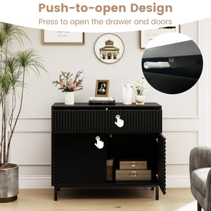 32 inches Wide Buffet Cabinet with 2 Doors and 1 Drawer for Kitchen-Black view 8