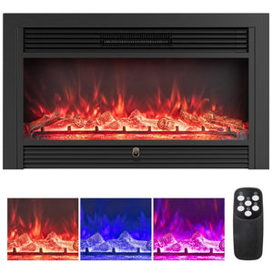 33/36-Inch Electric Fireplace Insert 750W/1500W Recessed Fireplace Heater-1500W