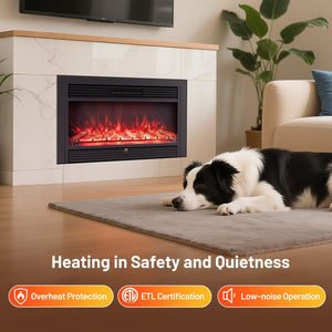 33/36-Inch Electric Fireplace Insert 750W/1500W Recessed Fireplace Heater-1500W view 8