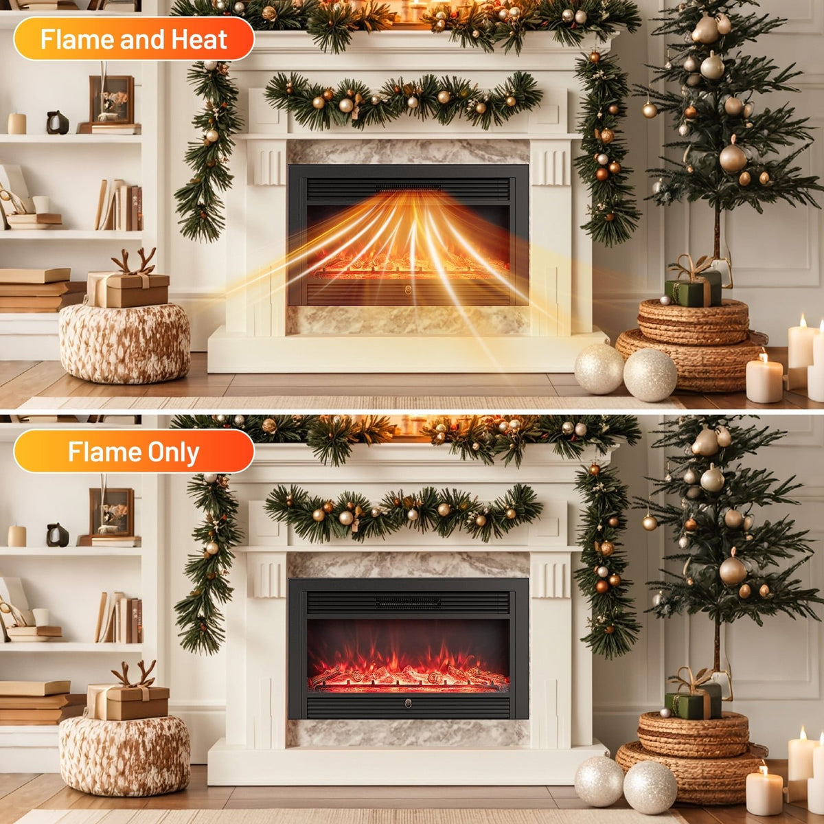 33/36-Inch Electric Fireplace Insert 750W/1500W Recessed Fireplace Heater-1500W view 9