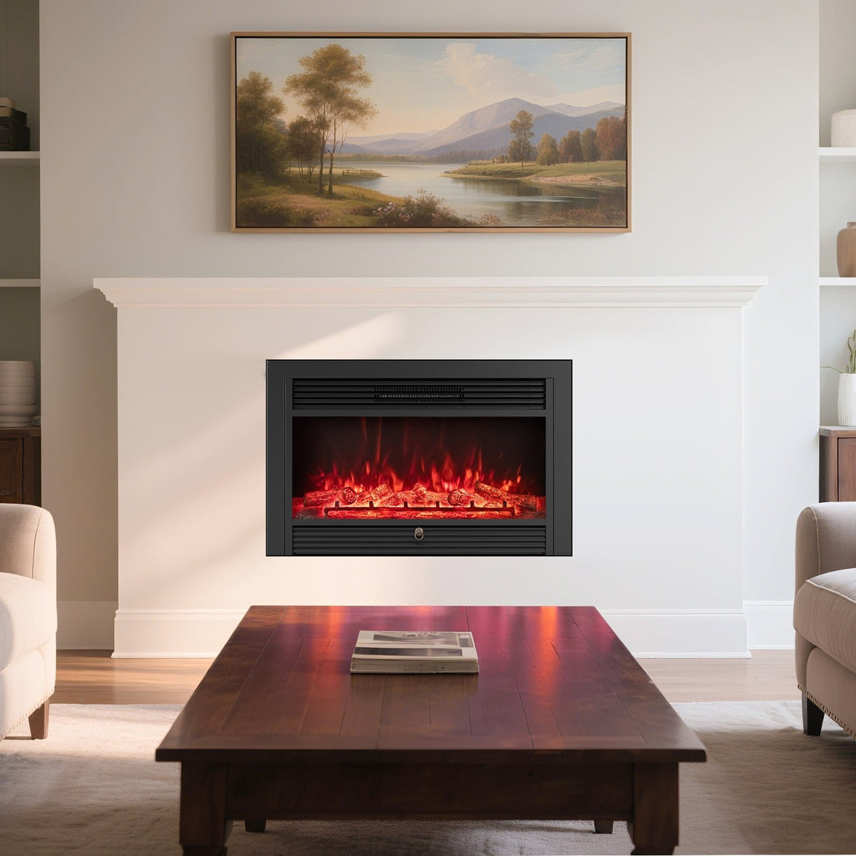 33/36-Inch Electric Fireplace Insert 750W/1500W Recessed Fireplace Heater-750W view 3