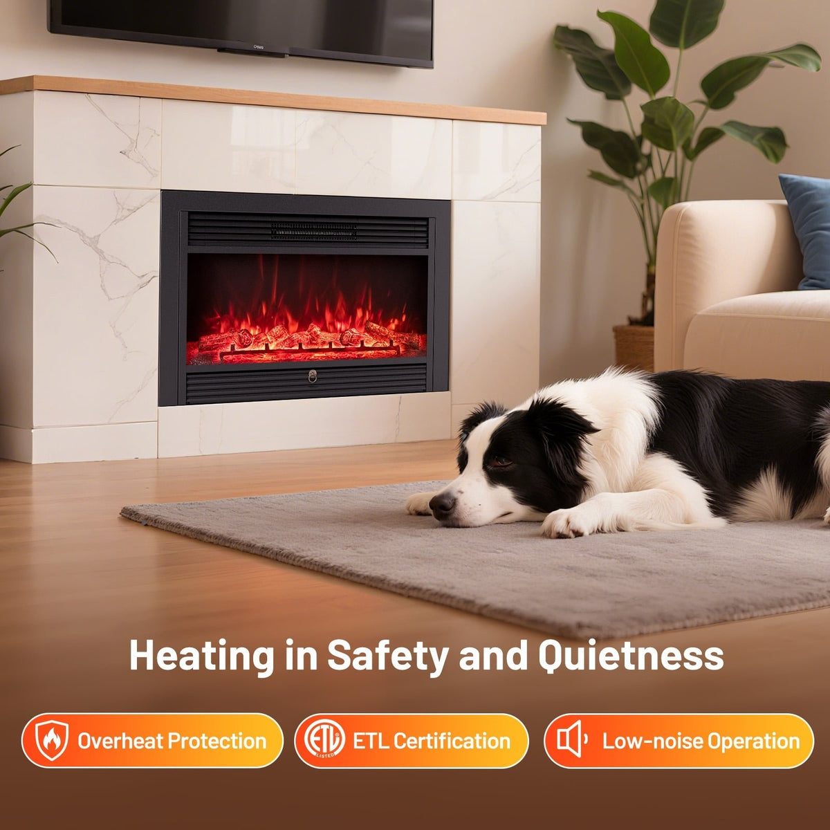 33/36-Inch Electric Fireplace Insert 750W/1500W Recessed Fireplace Heater-750W view 8