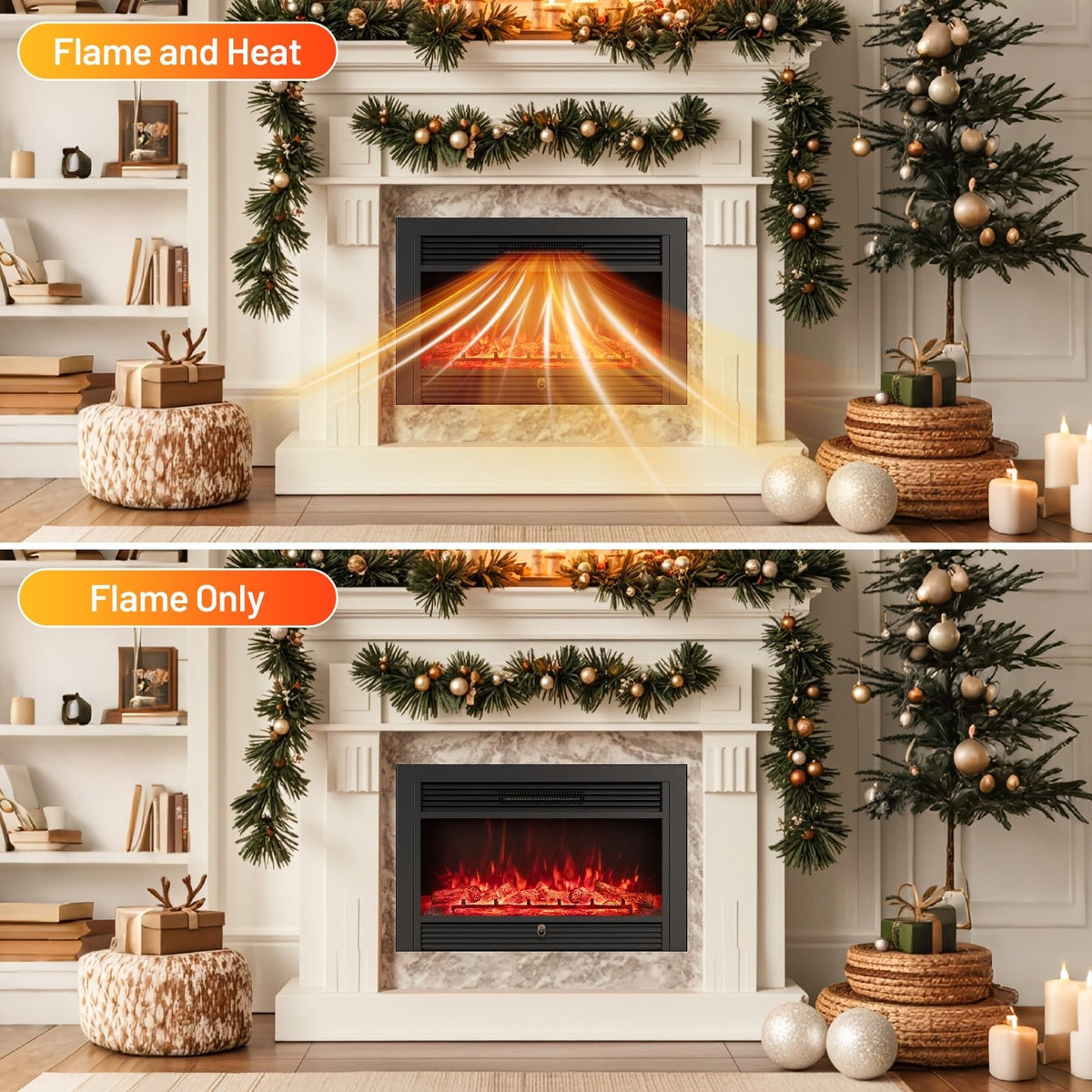 33/36-Inch Electric Fireplace Insert 750W/1500W Recessed Fireplace Heater-750W view 9