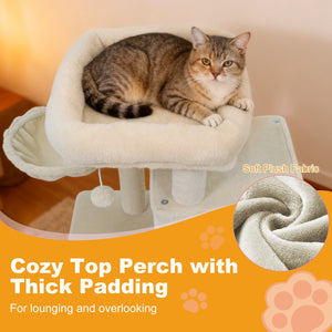 33.5 Inch Cute Kitten Tower with 2-Tier Condo and Padded Top Perch-Beige view 7