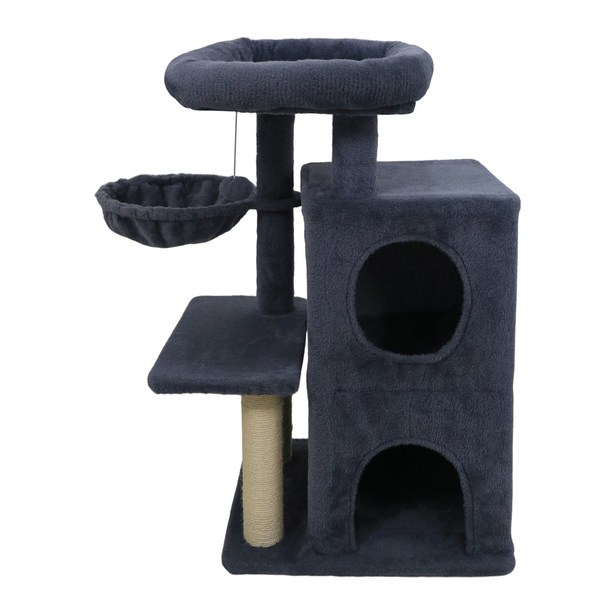 33.5 Inch Cute Kitten Tower with 2-Tier Condo and Padded Top Perch-Dark Gray view 4