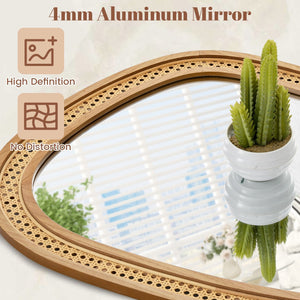 33 Inches x 23.5 Inches Irregular PVC Rattan Wall Mirror with Wooden Frame-Natural view 6