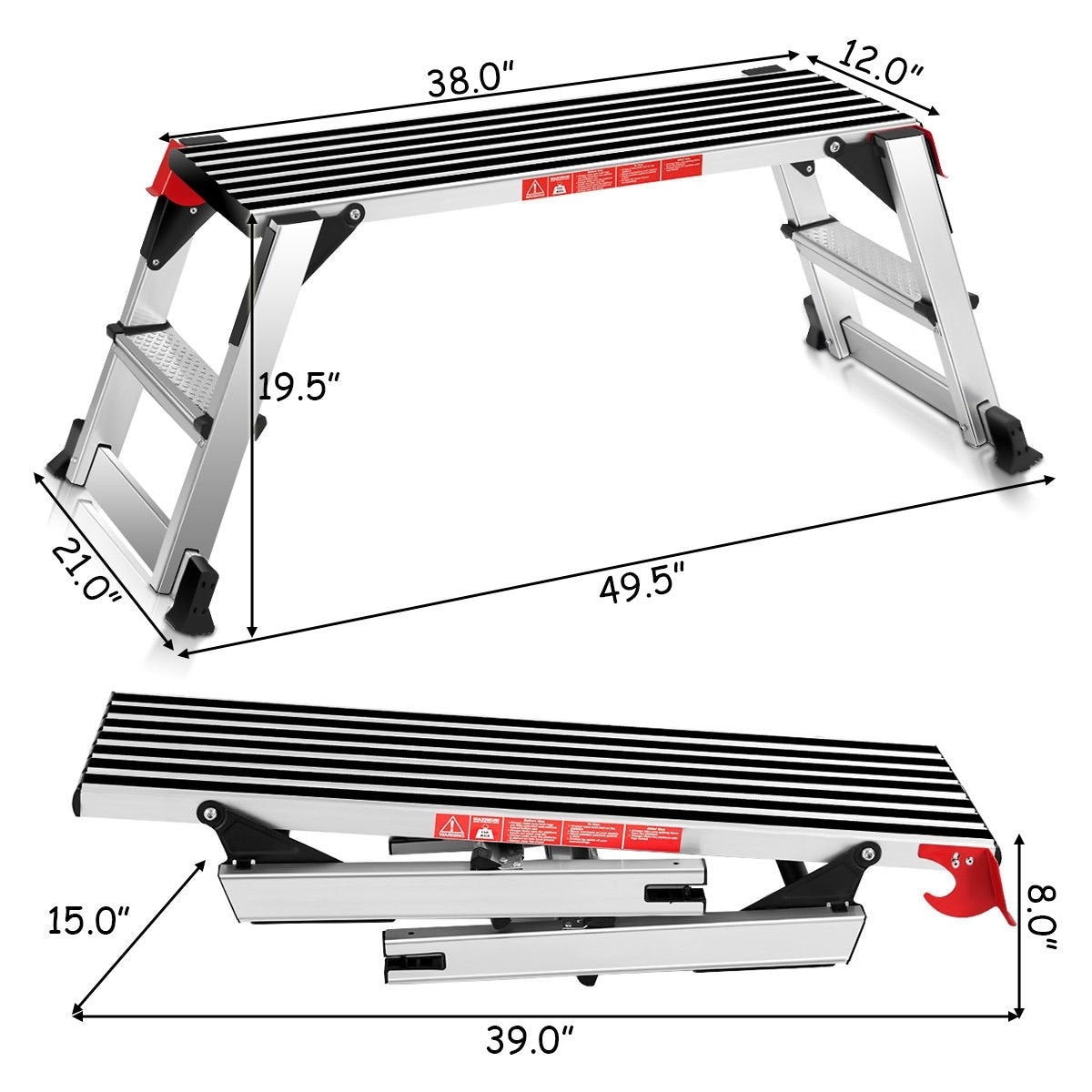 330 lbs Aluminum Folding Non-slip Drywall Step Stool Ladder view 4