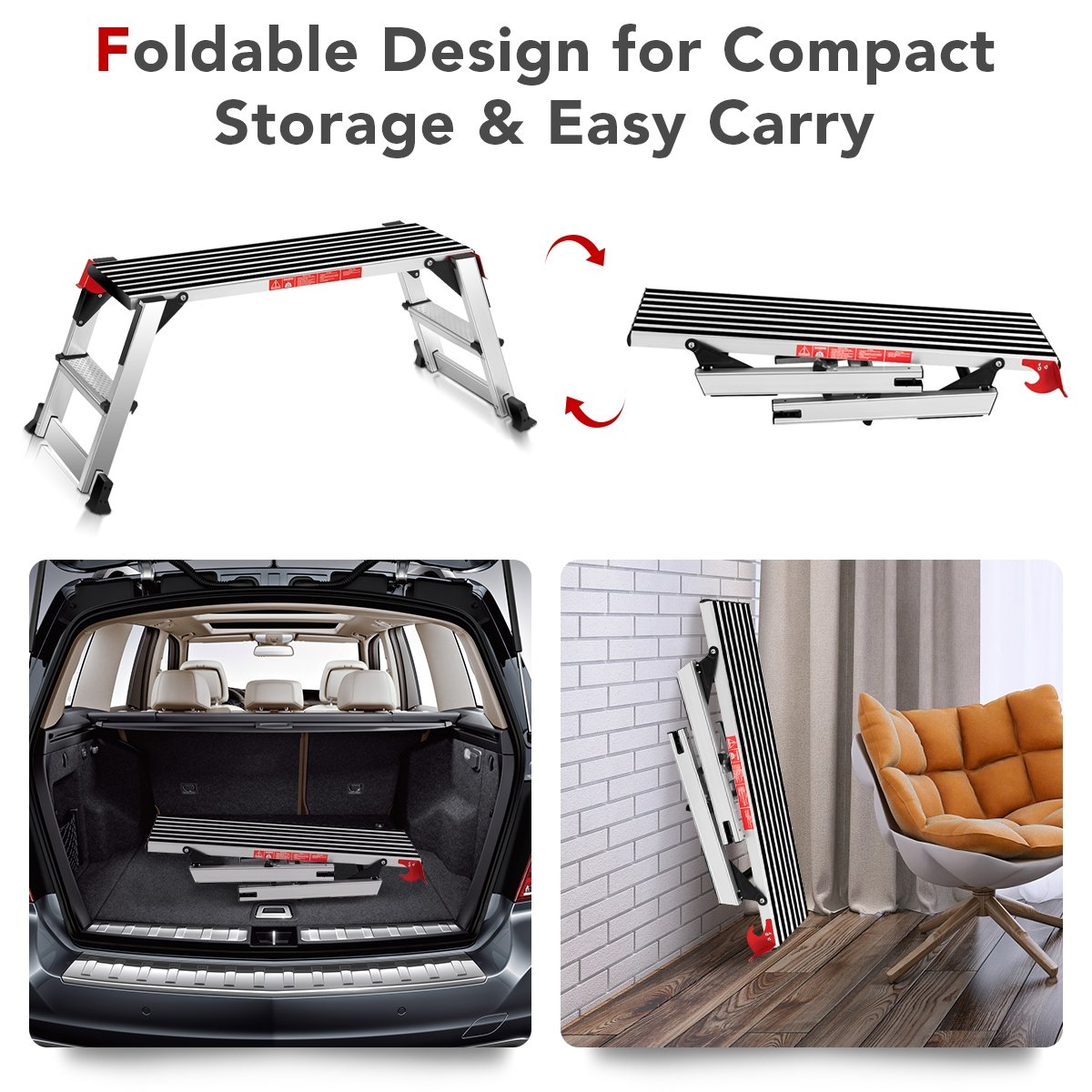 330 lbs Aluminum Folding Non-slip Drywall Step Stool Ladder view 9