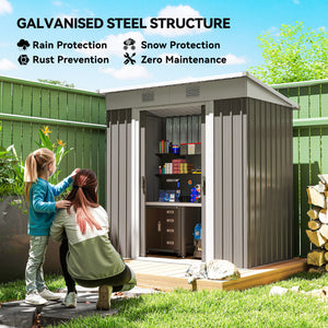 6' x 4' Outdoor Storage Shed, Metal Garden Tool Storage House Organizer with Lockable Sliding Doors and – view 10