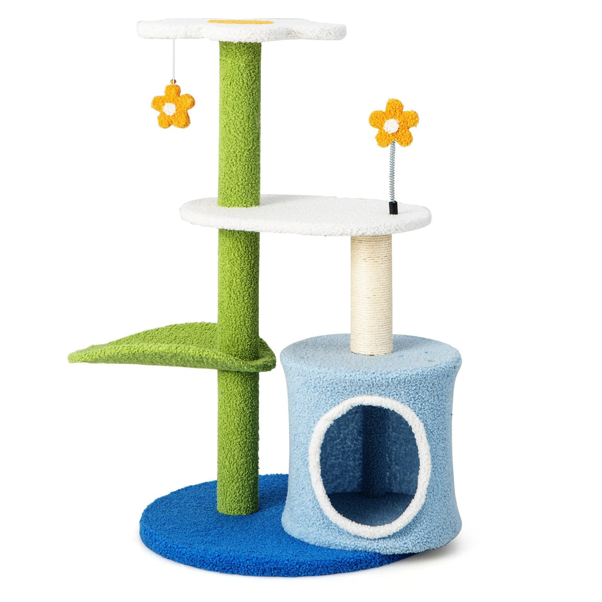 34.5 Inch 4-Tier Cute Cat Tree with Jingling Balls and Condo-Blue view 4