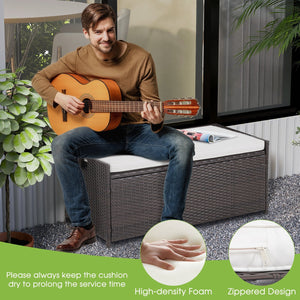 34 Gallon Patio Storage Bench with Seat Cushion and Zippered Liner view 8