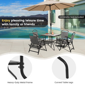 34 Inch Outdoor Dining Table Square Tempered Glass Table with 1.5 Inch Umbrella Hole-Black view 7