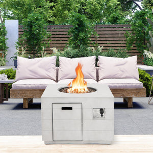 34 Inch Square Concrete Propane Fire Pit Table with Lava Rocks and Cover 50 000 BTU-Gray view 7