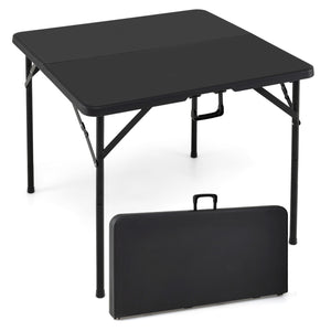 34 Inch Square Foldable Card Table with Carrying Handle-Black