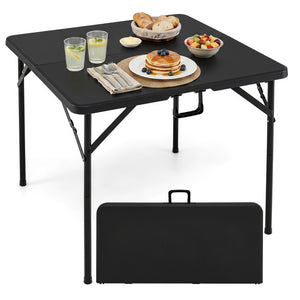 34 Inch Square Foldable Card Table with Carrying Handle-Black view 4