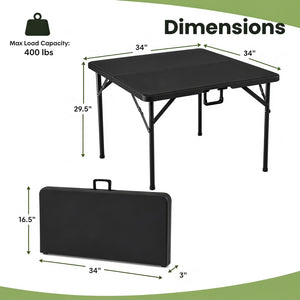 34 Inch Square Foldable Card Table with Carrying Handle-Black view 5