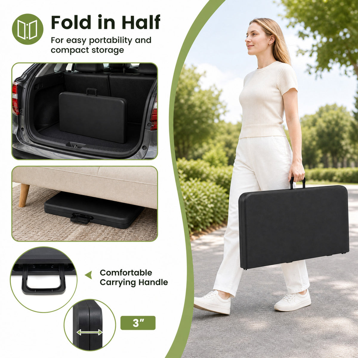 34 Inch Square Foldable Card Table with Carrying Handle-Black view 9