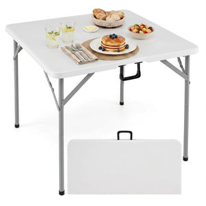 34 Inch Square Foldable Card Table with Carrying Handle-White view 4