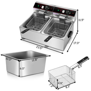 3400W Dual Tank Electric Countertop Deep Fryer view 5