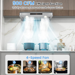 35.5/29.5 Inch Under Cabinet Range Hood 900 CFM Kitchen Vent with 4 Fan Speed-29.5 inches view 5
