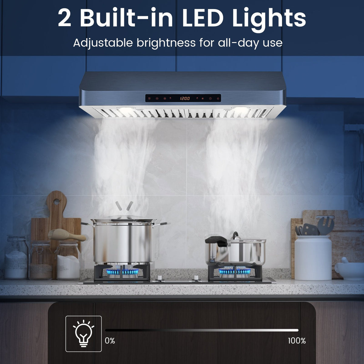 35.5/29.5 Inch Under Cabinet Range Hood 900 CFM Kitchen Vent with 4 Fan Speed-29.5 inches view 6