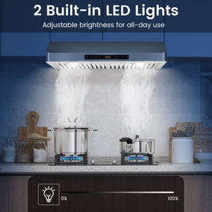 35.5/29.5 Inch Under Cabinet Range Hood 900 CFM Kitchen Vent with 4 Fan Speed-29.5 inches view 6