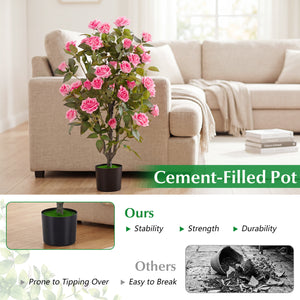 35.5 inches Artificial Rose Tree with Blooming Flowers and Green Leaves for Indoor-Pink view 6