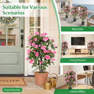 35.5 inches Artificial Rose Tree with Blooming Flowers and Green Leaves for Indoor-Pink view 7