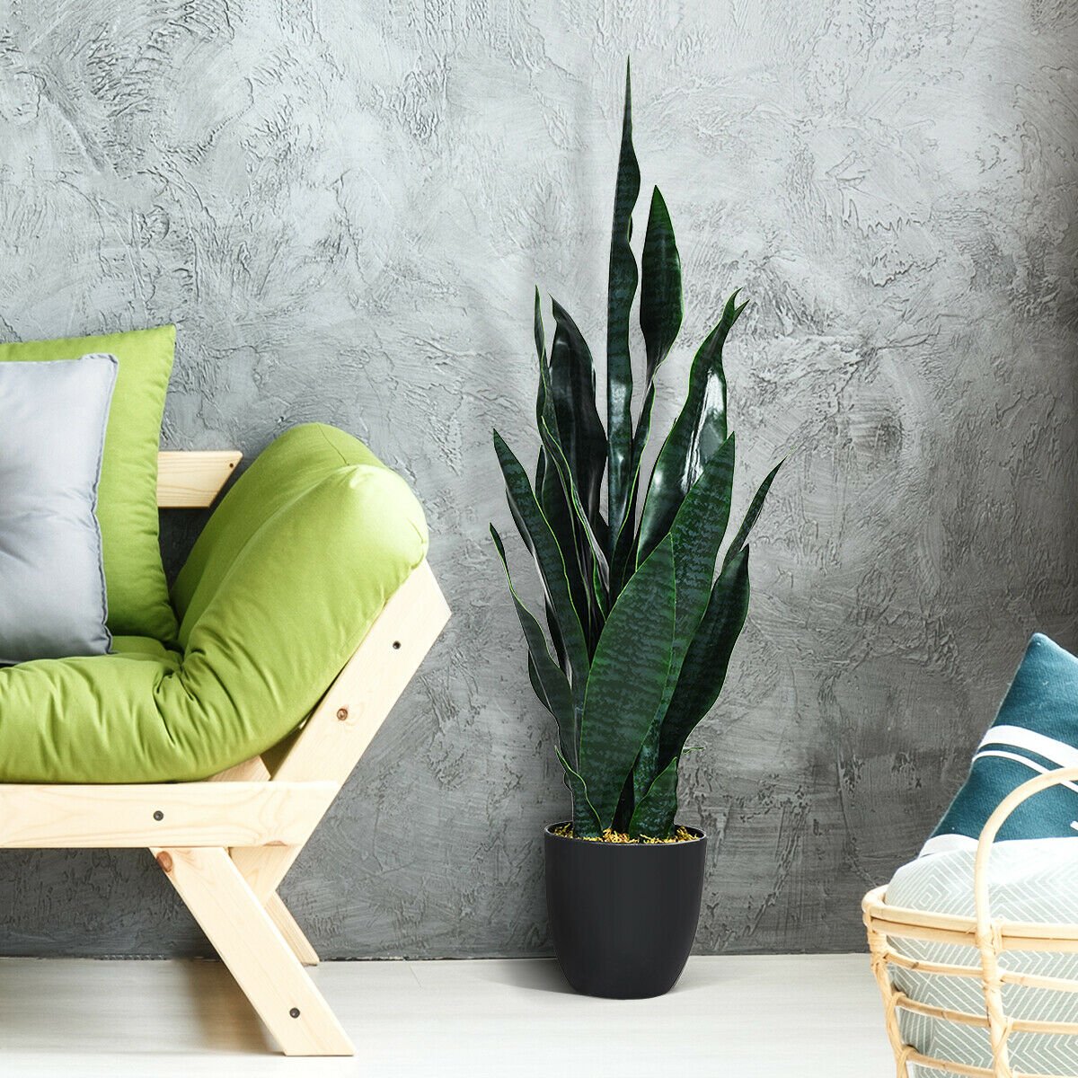 35.5 Inch, Indoor-Outdoor Artificial Fake Snake Plant view 2